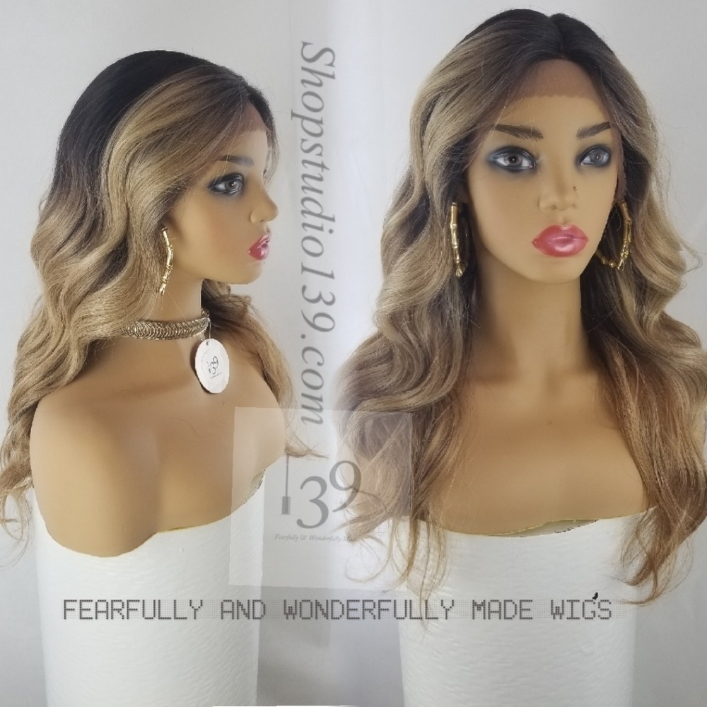 Sexy human hair lace front wig with highlights